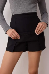 TRENDYOLMiLLA Black Double slit Super Mini Size Weaving Shorts Skirt - Image 3