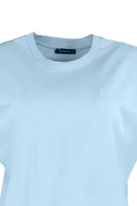 TRENDYOLMİLLA Mavi 100% Cotton Wadding Look Basic Crew Neck Knitting T-Shirt - Image 6