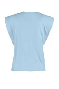 TRENDYOLMİLLA Mavi 100% Cotton Wadding Look Basic Crew Neck Knitting T-Shirt - Image 8