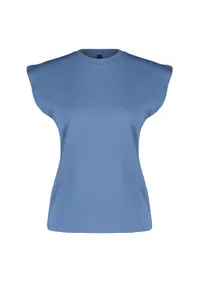 TRENDYOLMİLLA Indigo 100% Cotton Wadding Look Basic Crew Neck Knitting T-Shirt - Image 7
