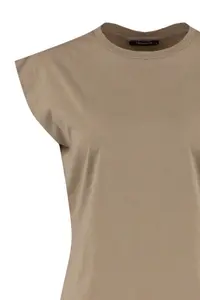TRENDYOLMİLLA Mink 100% Cotton Wadding Look Basic Crew Neck Knitting T-Shirt - Image 11