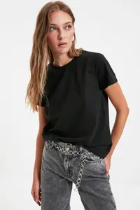 TRENDYOLMİLLA Multicolored 100% Cotton single jersey Crew Neck 2 Sets Paket Knitting T-Shirt - Image 3
