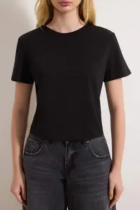 TRENDYOLMİLLA Gray Melange-Black 2 Sets Paket 100% Cotton Crop Crew Neck Knitting T-Shirt - Image 6