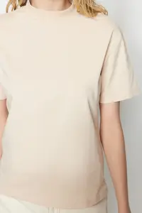 TRENDYOLMİLLA Brown-Beige 2 Sets Paket 100% Cotton Basic Dog collar Knitting T-Shirt - Image 10