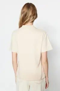 TRENDYOLMİLLA Brown-Beige 2 Sets Paket 100% Cotton Basic Dog collar Knitting T-Shirt - Image 11