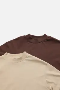 TRENDYOLMİLLA Brown-Beige 2 Sets Paket 100% Cotton Basic Dog collar Knitting T-Shirt - Image 15