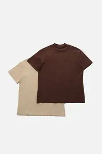 TRENDYOLMİLLA Brown-Beige 2 Sets Paket 100% Cotton Basic Dog collar Knitting T-Shirt - Image 17
