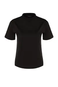 TRENDYOLMİLLA White-Black 2 Sets Paket 100% Cotton Basic Dog collar Knitting T-Shirt - Image 8