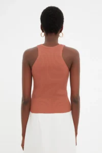 TRENDYOLMİLLA Brown Ribbed Blouse - Image 2