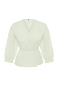 TRENDYOLMİLLA Stone Double breasted Binding Detailed Weaving Blouse - Image 7