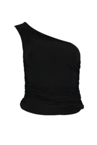 TRENDYOLMİLLA Black Ruffle Detailed Fitted One Shoulder Flexible Knitting Blouse - Image 6
