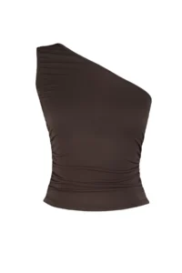 TRENDYOLMİLLA Brown Ruffle Detailed Fitted One Shoulder Flexible Knitting Blouse - Image 7