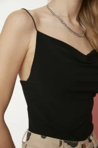 TRENDYOLMİLLA Black Fitted Off-Shoulder Neck Flexible Knitting Blouse - Image 2
