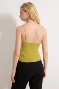 TRENDYOLMİLLA Oil Green Fitted Off-Shoulder Neck Flexible Knitting Blouse - Image 4