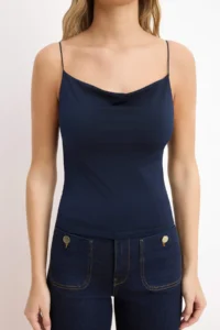TRENDYOLMİLLA Navy Blue Fitted Off-Shoulder Neck Flexible Knitting Blouse - Image 3