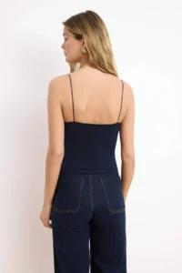 TRENDYOLMİLLA Navy Blue Fitted Off-Shoulder Neck Flexible Knitting Blouse - Image 4