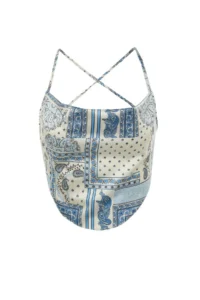 TRENDYOLMİLLA Multicolored Off-Shoulder Neck Back tied up Crop Weaving Blouse - Image 7