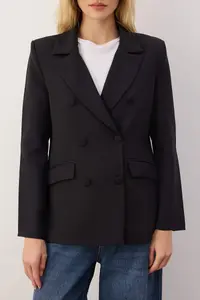 TRENDYOLMİLLA Black Regular Lined Weaving Blazer Jacket - Image 3