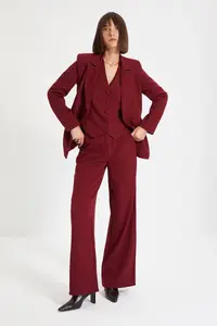 TRENDYOLMİLLA Burgundy Regular Lined Weaving Blazer Jacket