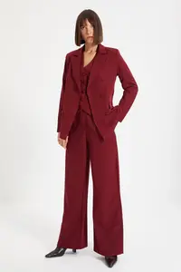 TRENDYOLMİLLA Burgundy Regular Lined Weaving Blazer Jacket - Image 3