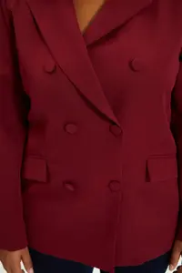 TRENDYOLMİLLA Burgundy Regular Lined Weaving Blazer Jacket - Image 7