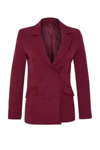 TRENDYOLMİLLA Burgundy Regular Lined Weaving Blazer Jacket - Image 8