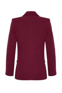 TRENDYOLMİLLA Burgundy Regular Lined Weaving Blazer Jacket - Image 9