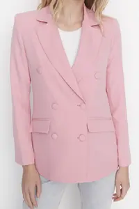 TRENDYOLMİLLA Pink Regular Lined Weaving Blazer Jacket - Image 6
