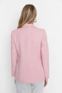 TRENDYOLMİLLA Pink Regular Lined Weaving Blazer Jacket - Image 7