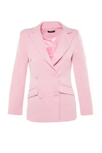 TRENDYOLMİLLA Pink Regular Lined Weaving Blazer Jacket - Image 8