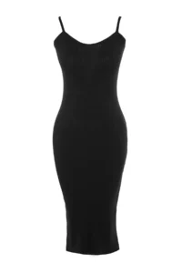 TRENDYOLMİLLA Black Fitted Midi Knitwear Cardigan Dress Set - Image 6