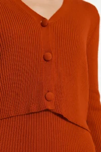 TRENDYOLMİLLA Brick Rejection Fitted Midi Knitwear Cardigan Dress Set - Image 5