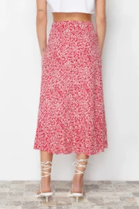 TRENDYOLMİLLA Rejection Printed Shirt Detailed and with flywheel High Waist Flexible Skirt - Image 6