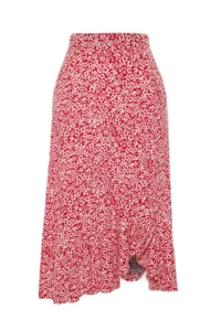 TRENDYOLMİLLA Rejection Printed Shirt Detailed and with flywheel High Waist Flexible Skirt - Image 7