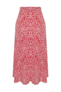 TRENDYOLMİLLA Rejection Printed Shirt Detailed and with flywheel High Waist Flexible Skirt - Image 8