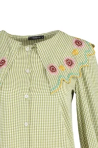 TRENDYOLMİLLA Green Embroidery Detailed seersucker Material Regular Normal Pattern Weaving Shirt - Image 8