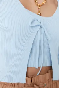 TRENDYOLMİLLA Light Blue Crop Binding Detailed Blouse-Cardigan Knitwear Set - Image 4