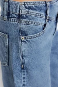 TRENDYOLMİLLA Dark Blue Waist Detailed High Waist Wide Leg jeans - Image 5
