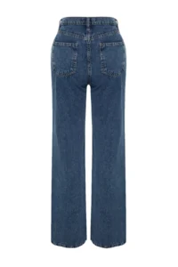 TRENDYOLMİLLA Dark Blue Waist Detailed High Waist Wide Leg jeans - Image 8