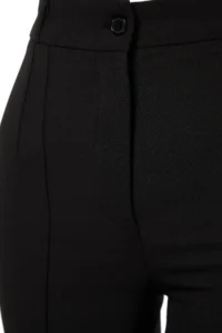 TRENDYOLMİLLA Black Straight/Plain Cut High Waist Ribbed Stitched Weaving Pants - Image 10