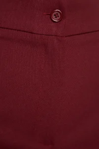 TRENDYOLMİLLA Burgundy Straight/Plain Cut High Waist Ribbed Stitched Weaving Pants - Image 6