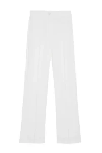 TRENDYOLMİLLA Beige Straight/Plain Cut High Waist Ribbed Stitched Weaving Pants - Image 6