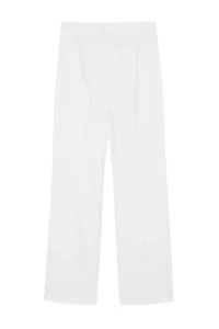 TRENDYOLMİLLA Beige Straight/Plain Cut High Waist Ribbed Stitched Weaving Pants - Image 7