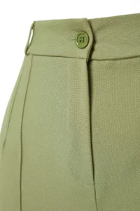 TRENDYOLMİLLA Green Straight/Plain Cut High Waist Ribbed Stitched Weaving Pants - Image 10