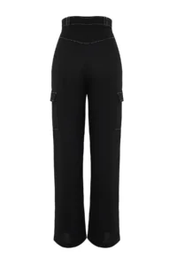 TRENDYOLMİLLA Black Cargo Wide Leg Weaving Pants with Contrast Stitching Detail - Image 9