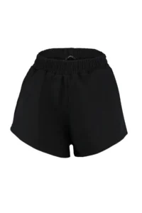 TRENDYOLMiLLA Black Regular/Normal Pattern High Waist Short Flexible Knitting Shorts - Image 6