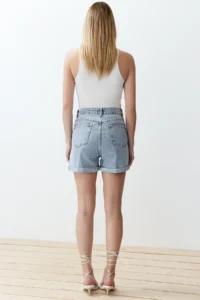 TRENDYOLMiLLA Mavi High Waist Mini denim Shorts - Image 6