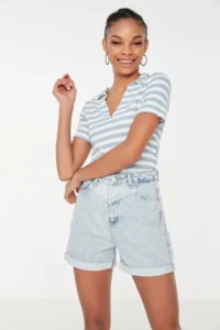 TRENDYOLMiLLA Mavi High Waist Mini denim Shorts - Image 7