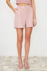 TRENDYOLMiLLA Powder Pink Regular Pattern Weaving Shorts - Image 5