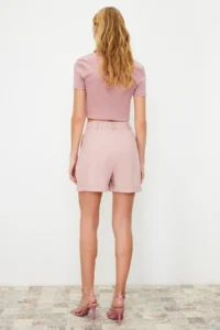 TRENDYOLMiLLA Powder Pink Regular Pattern Weaving Shorts - Image 6